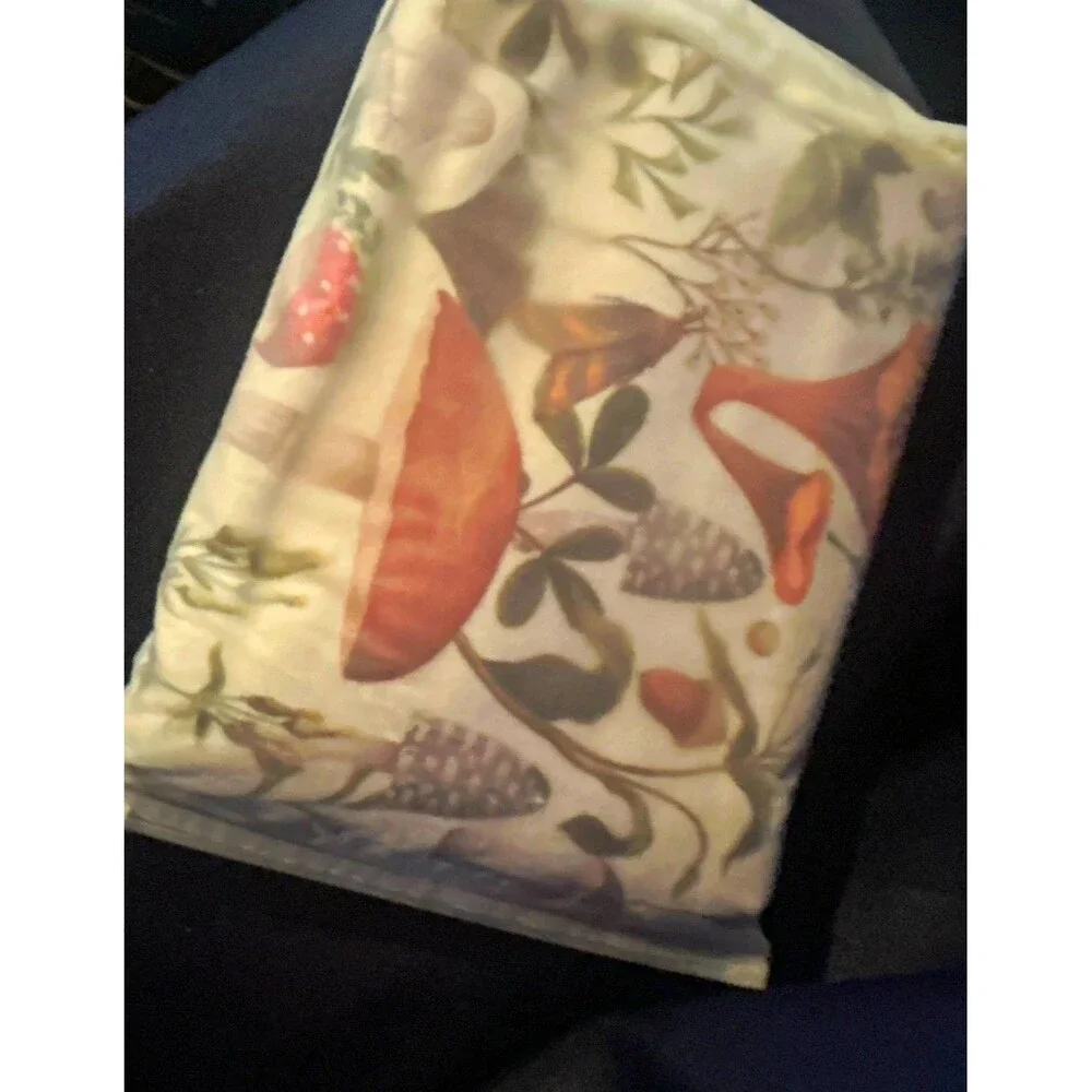 Soft Polyester kitchen tea towels-2 Mushroom Floral Print White/Multicolor 23x15